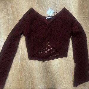 Elegant Burgundy Knit Women's Top AE